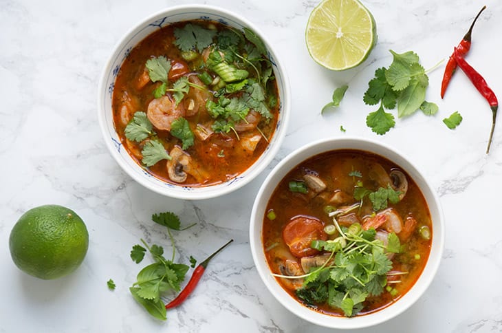 Tom Yum Suppe - lækker smagsfuld thai med rejer